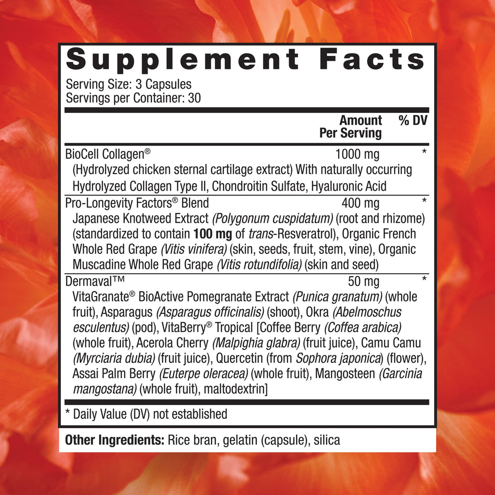 Closeup of Reserveage Nutrition Ultra Collagen Booster capsules for daily use