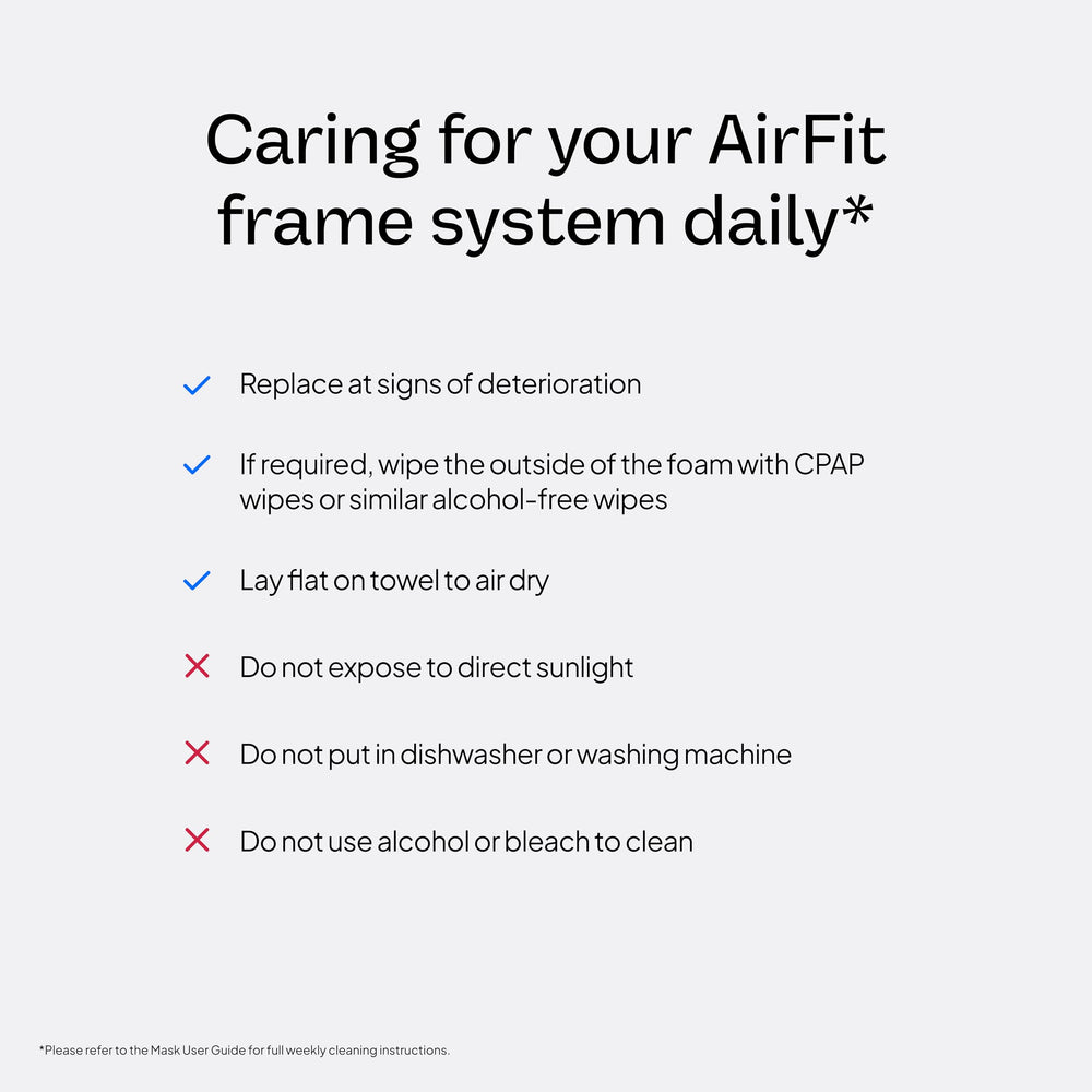 ResMed AirFit F20 for Her small frame closeup highlighting size suitability