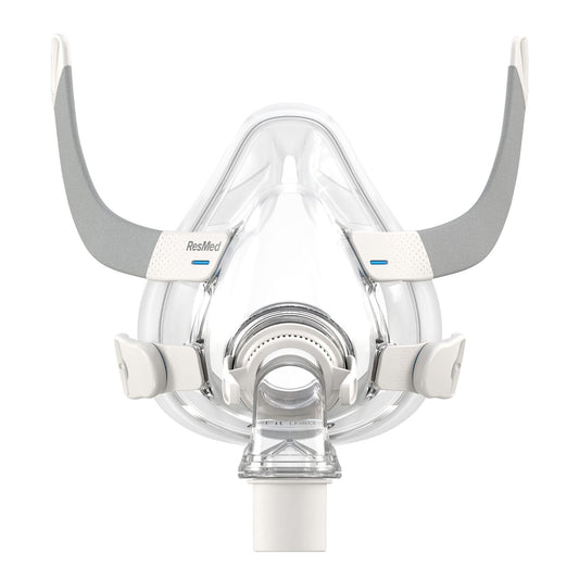 ResMed AirFit F20 frame system for a secure fit during CPAP use.