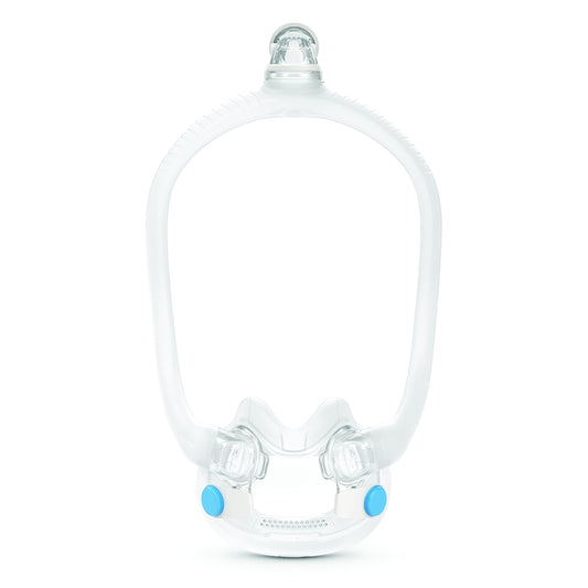 ResMed AirFit F30i frame small closeup showing compact design for comfortable sleep