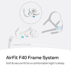 ResMed AirFit F40 low profile design reduces bulk under glasses.