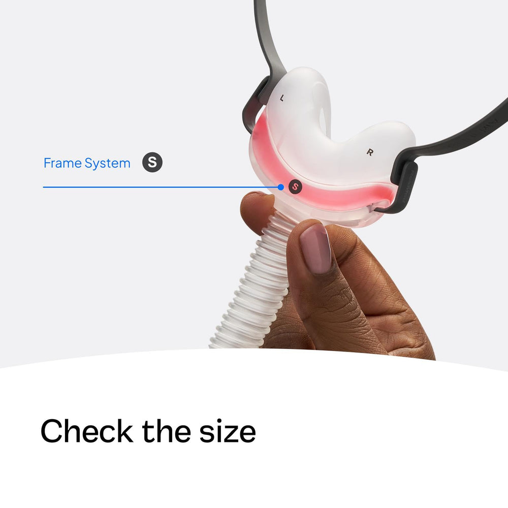 ResMed AirFit N30 frame short tube for a compact CPAP setup