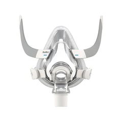 ResMed AirTouch F20 frame and elbow shown for quick-release detachment at night.