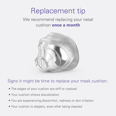 ResMed AirTouch N20 seal demonstrates gentle contact for comfortable wear.