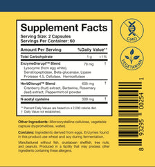 BioDisrupt herb blend with cranberry, berberine, rosemary, peppermint in capsules