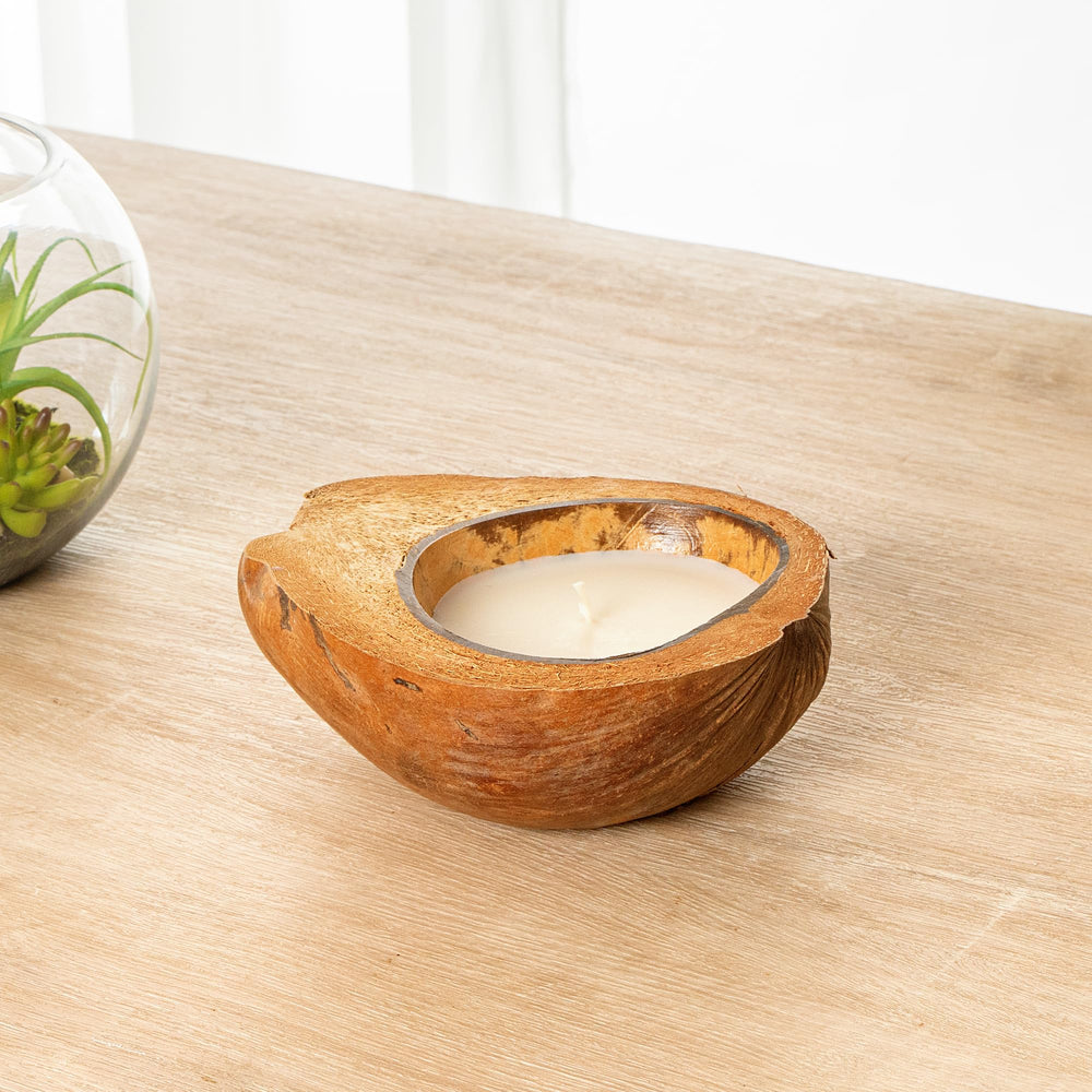 Coco Casa wooden wick burn display demonstrating even flame