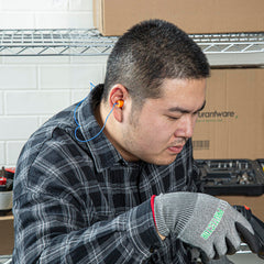 Bright orange color of Restaurantware ear plugs improves visibility in prep areas.
