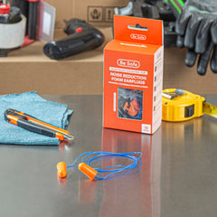 Nylon cord on Restaurantware foam ear plugs for secure, quick access.