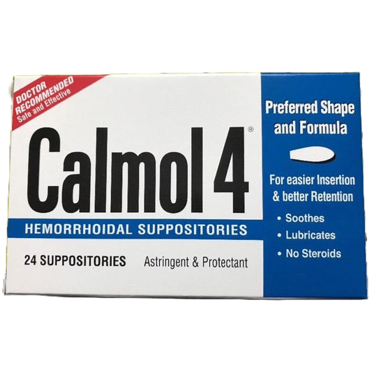 RESTICOL CALMOL4 suppositories strip – easy insertion and convenient 3-pack packaging.