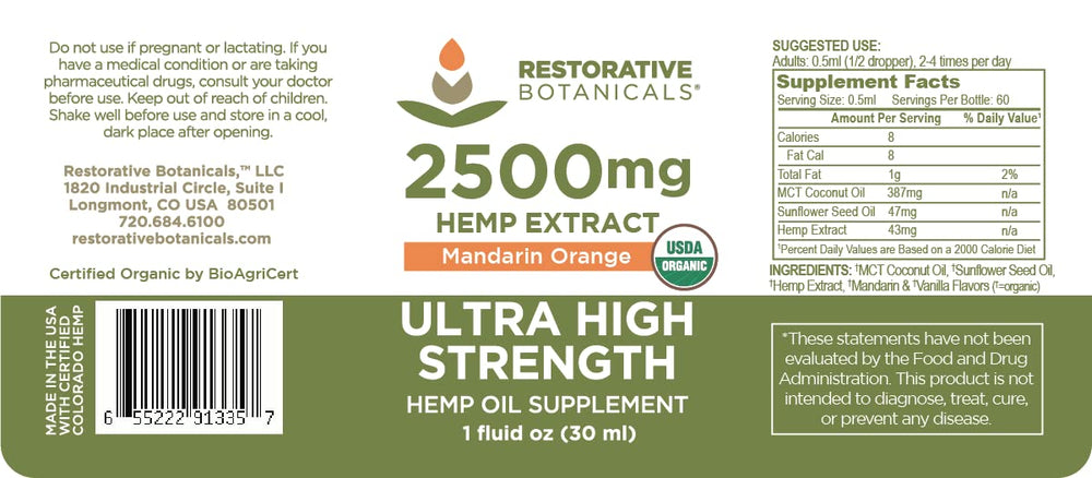 Restorative Botanicals bottle pour shows Mandarin Orange flavor for easy daily use.