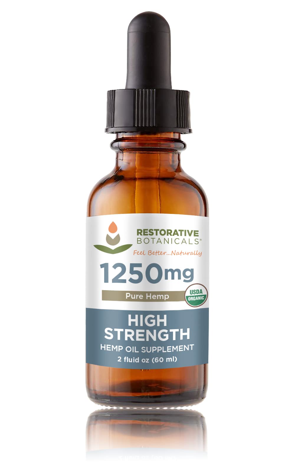 Restorative Botanicals hemp oil drops bottle for daily calming potential
