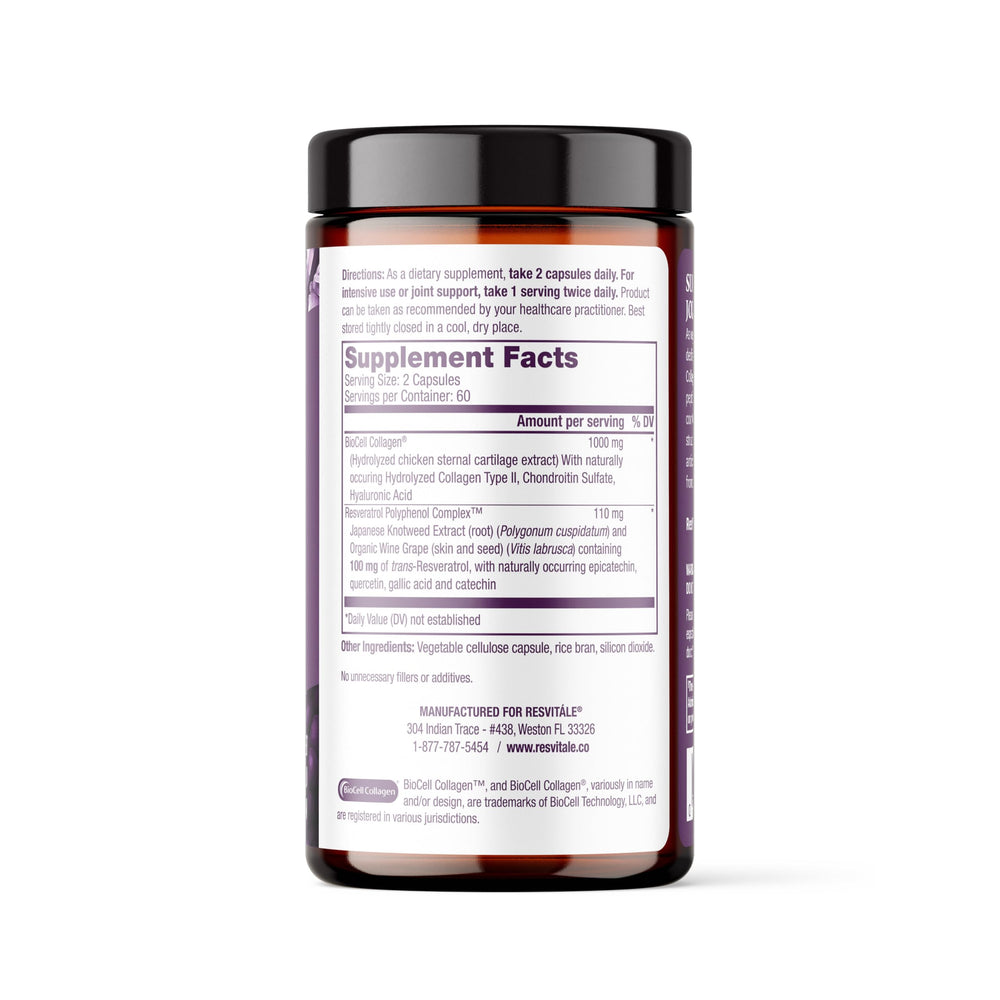 ResVitale Collagen Enhance capsules close-up emphasizes type II collagen for joints.