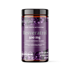 ResVitale Resveratrol 500 mg bottle shown for daily antioxidant support