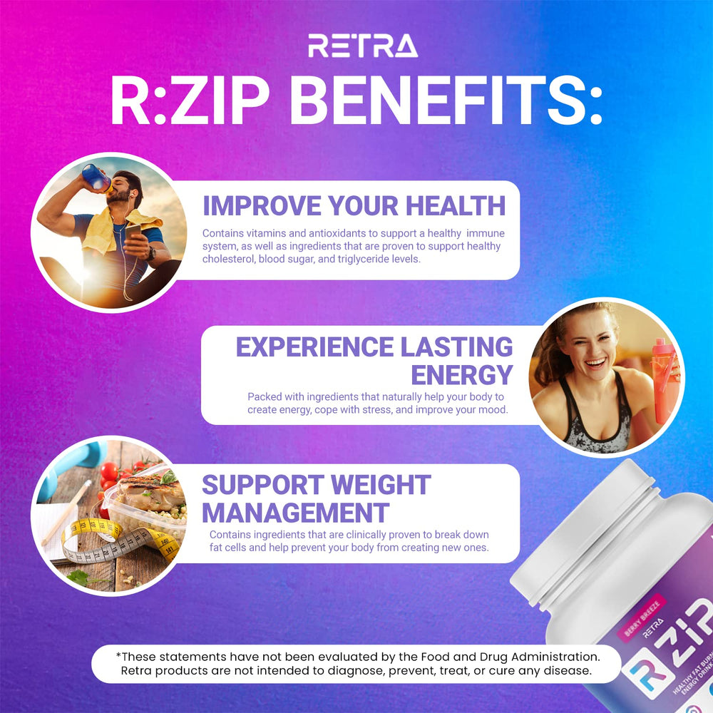 Measuring scoop with RETRA Zip Berry Breeze powder for quick servings.