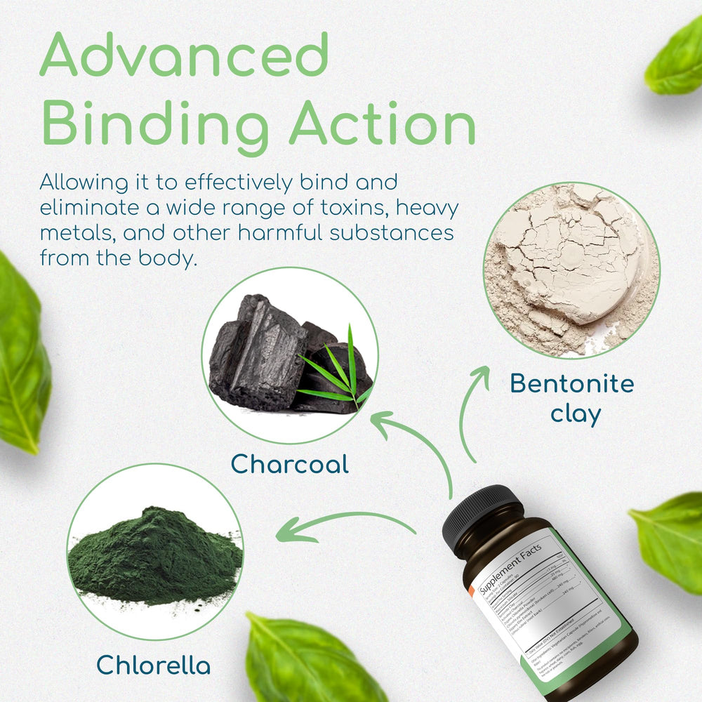 Return Healthy Binder Blend label-front features vegan, GMO-free formula for gentle detox support.