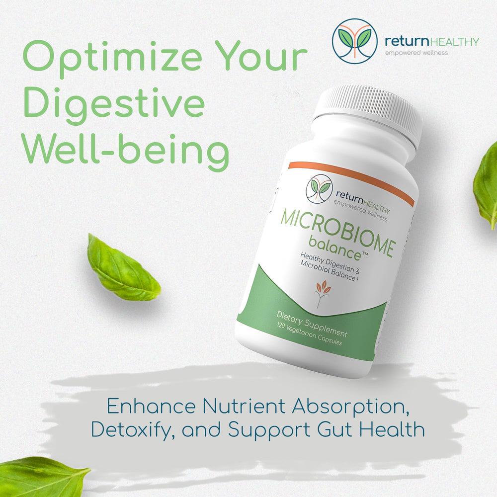 Return Healthy Microbiome Balance capsules ready for a daily wellness routine