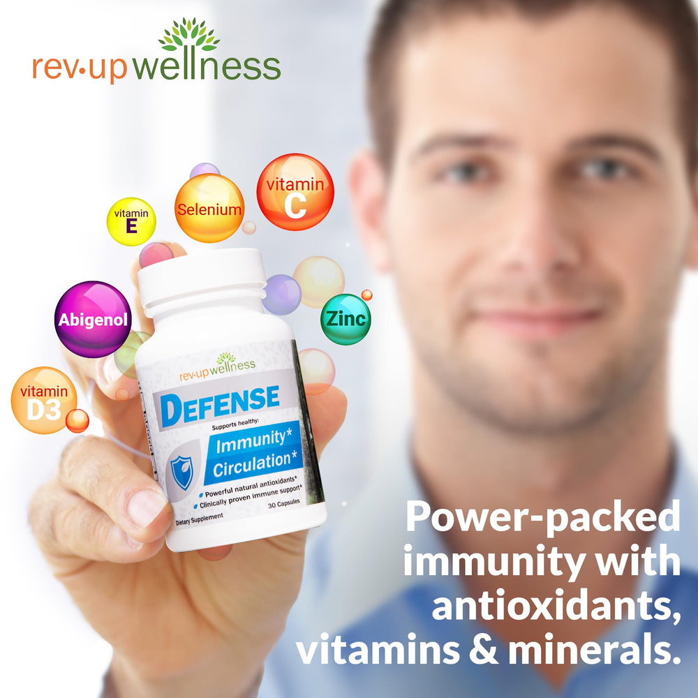 Rev Up Wellness Defense ingredients list emphasizing natural components for daily support.