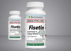 REVGENETICS Senolytics 500 packaging closeup designed for on-the-go use