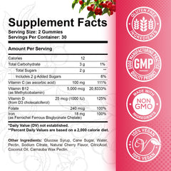 ReviNutra B12 Gummies cherry flavor close up for mood and focus