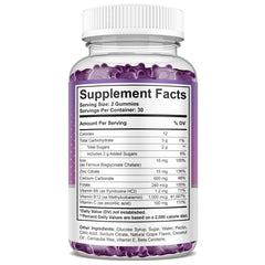 Grape-flavored ReviNutra Iron Gummies close-up emphasizing tasty chewable iron.