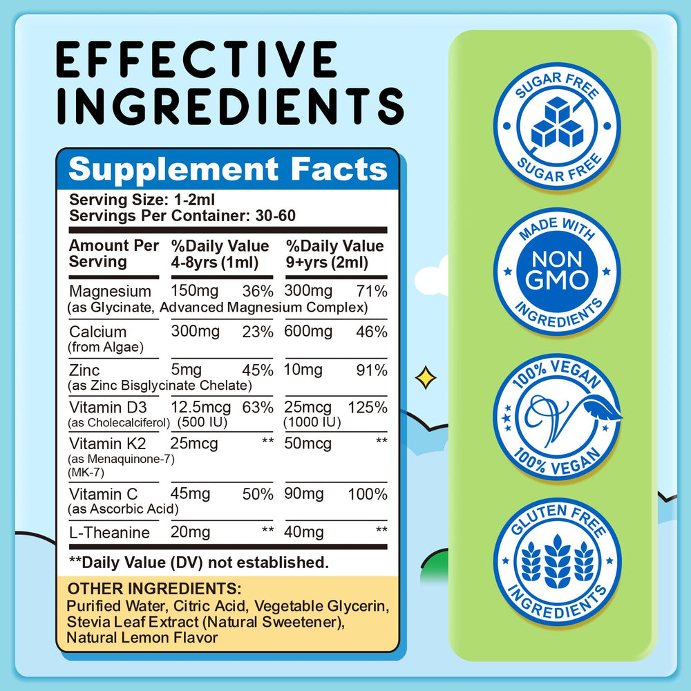 ReviNutra Kids Magnesium Liquid packaging and cap closeup