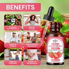 ReviNutra iron drops being poured for easy daily iron support.