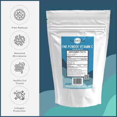 Measuring scoop with Revitalize Wellness Vitamin C powder shows 1000 mg serving