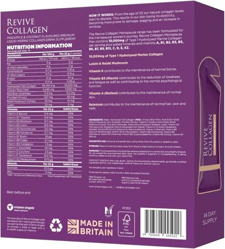 Revive Collagen Menopause Max sachets arranged on desk for convenient daily use