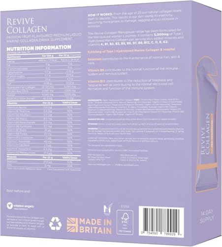 Revive Collagen label close-up highlights hydrolyzed marine collagen.