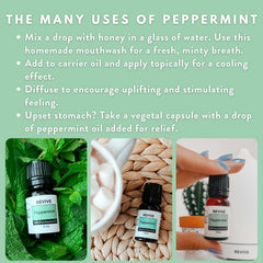 REVIVEEO Peppermint essential oil packaging conveying purity and value.