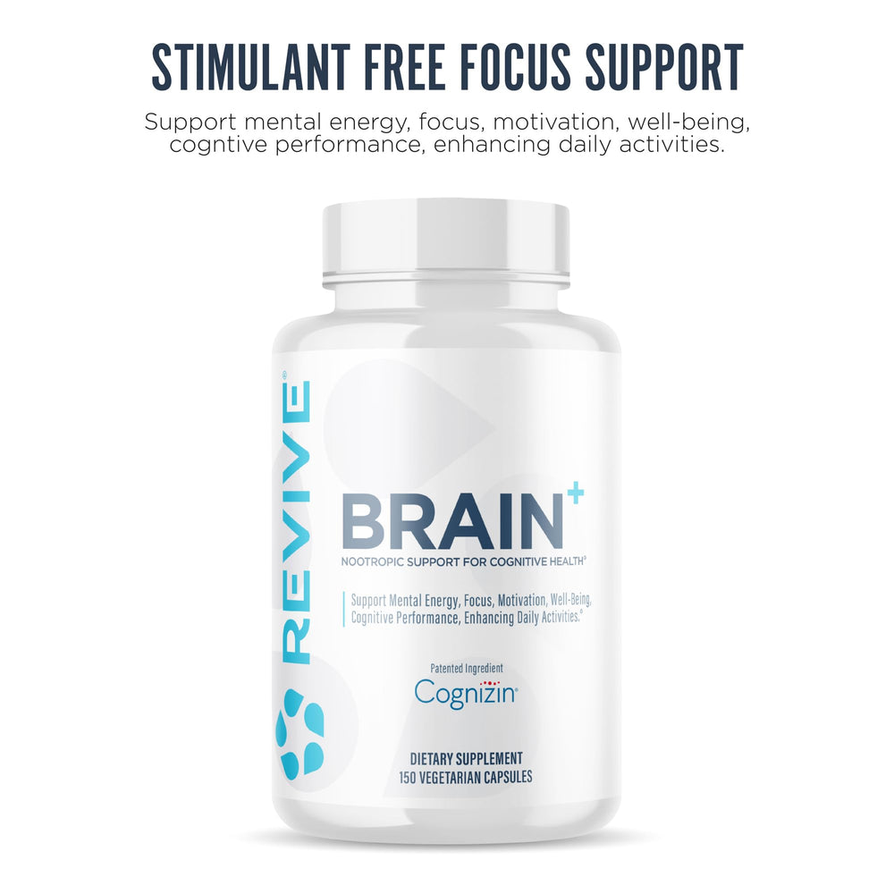 Revive MD Brain Supplement capsules close-up for cognitive support
