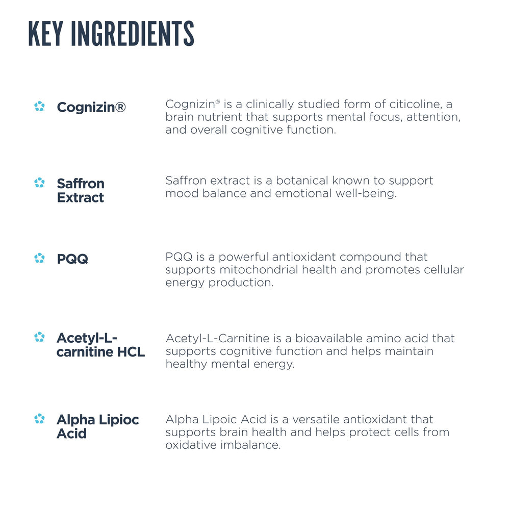Revive MD Brain Supplement label detail with clear ingredients