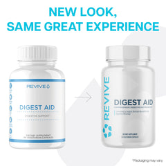 Revive MD Digest Aid packaging box reflecting natural, doctor-formulated digestive support.