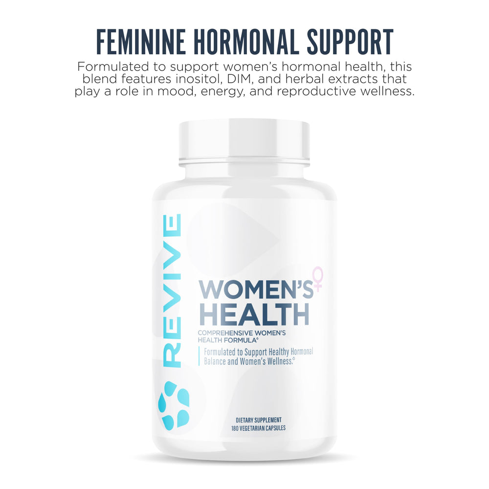 Revive MD Hormone Balance capsules arranged for convenient daily use.