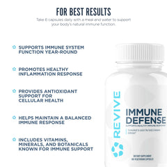Revive MD Immune Defense bottle with glass suggesting a simple daily ritual.
