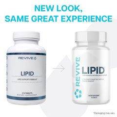 Revive MD Lipid serving reminder emphasizes one daily tablet.