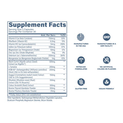 Three capsules per serving demonstrate the suggested daily dosage