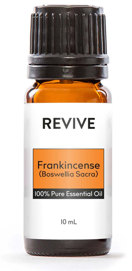 REVIVEEO Frankincense Sacra 10mL bottle for diffusion and calming aromatherapy.