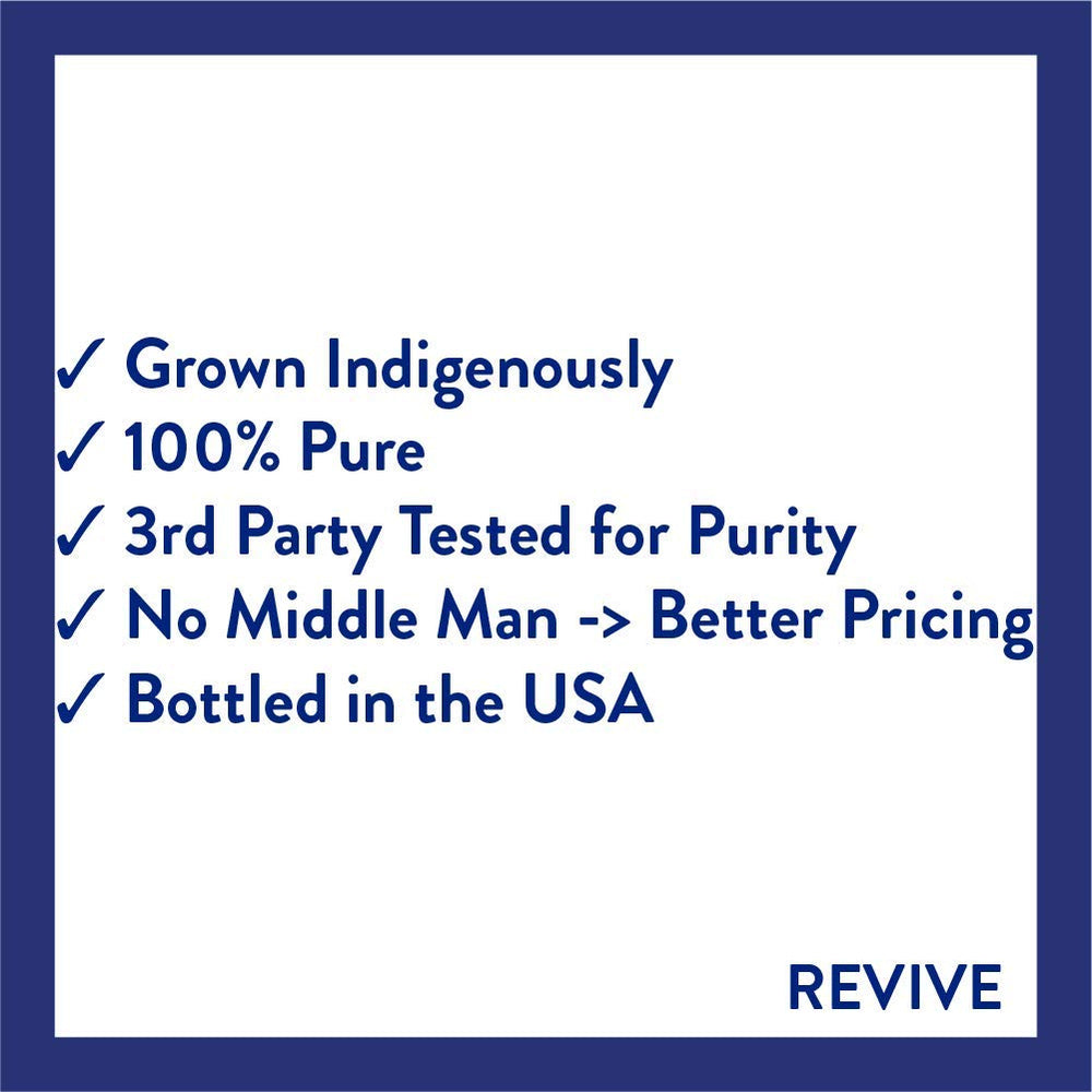 REVIVEEO Frankincense Sacra label closeup highlighting purity and plant origin.