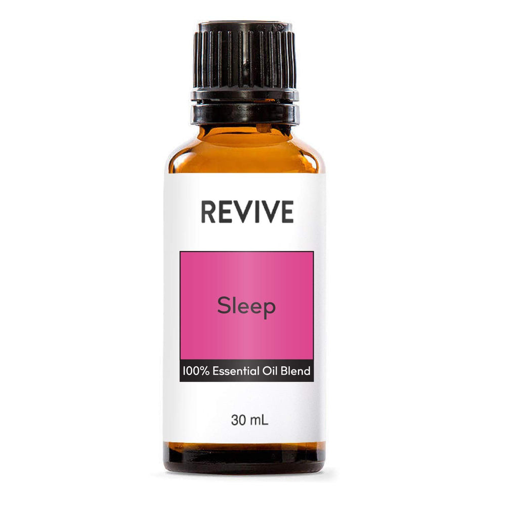 REVIVEEO Sleep bottle closeup showing calm night aroma for relaxation.