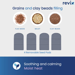 REVIX natural moist heat with flaxseed and millet designed for relaxing warmth.
