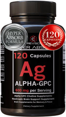 Revolution Science Alpha GPC bottle with label, highlighting memory support.