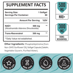 Rhamoph Liposomal NAD+ softgels in a bottle for daily energy support.