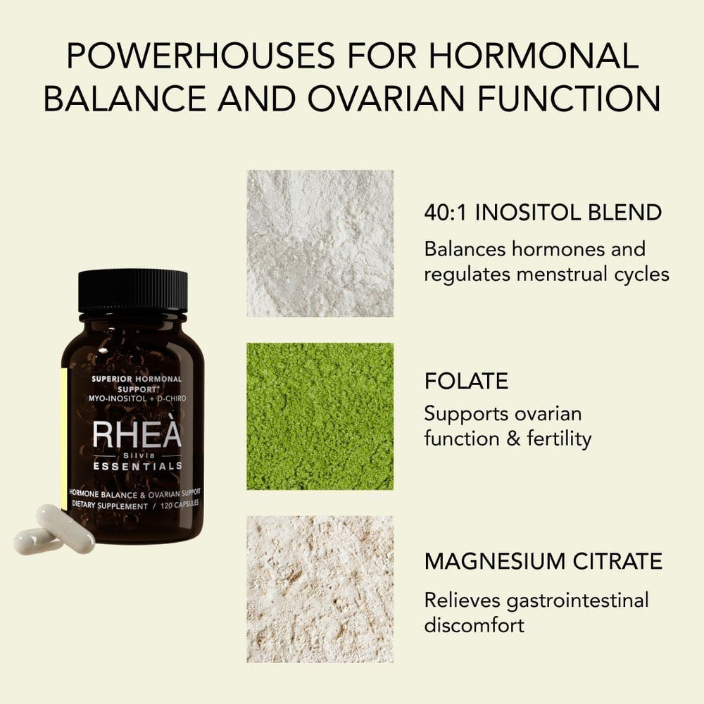 RHEASILVIA Rhea ingredients image featuring folate and magnesium for daily nutrition