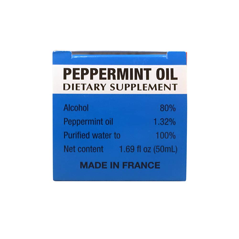 Ricqles Peppermint Oil bottle tilted for easy access, inviting daily use for digestive ease.