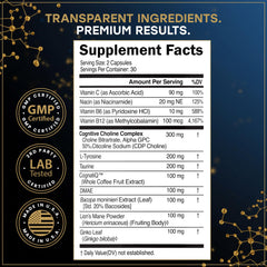 RIDGE SUPPLEMENTS CogniLock glass of water beside capsules illustrating routine.