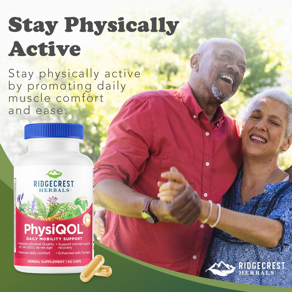 RidgeCrest PhysiQOL label detail featuring turmeric and boswellia.