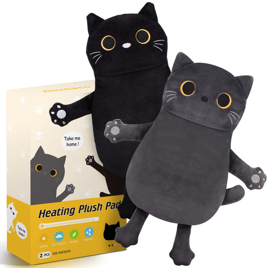 Rienkaco cat plush heating pad close-up showing soothing heat for cramps.