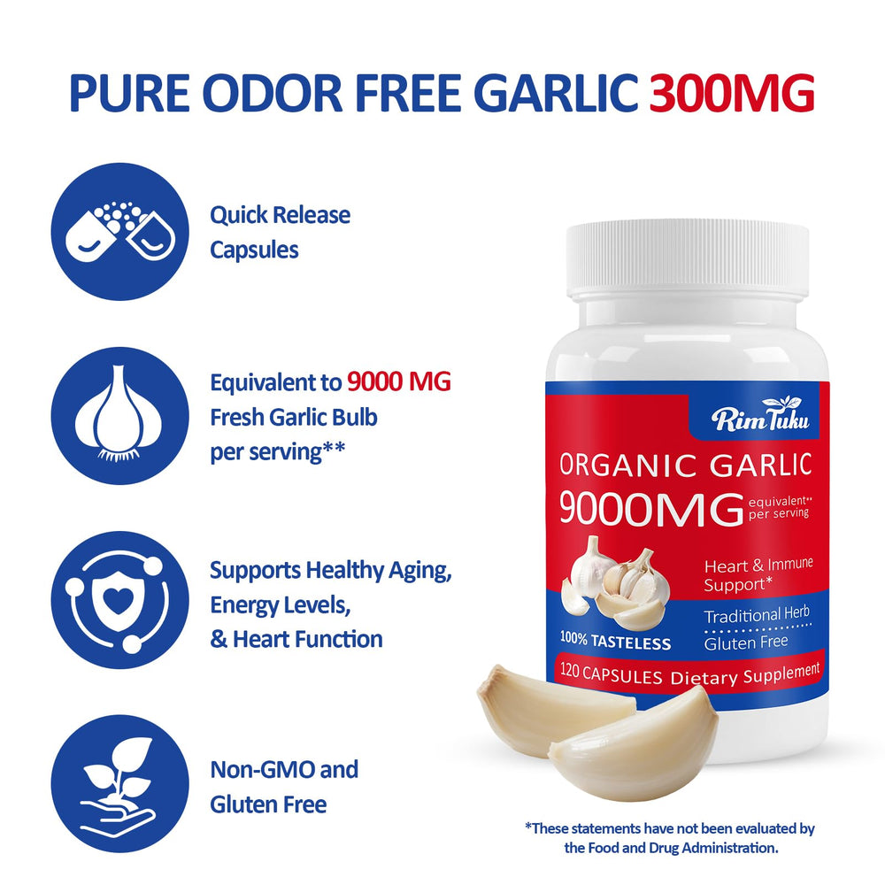 RimTuku odorless vegan capsules for discreet garlic benefits.