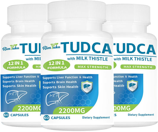 RimTuku TUDCA Milk Thistle bottle highlighting potential liver support for daily use.
